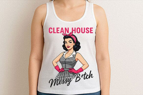 Clean House Messy B*tch PNG Funny Retro Housewife Sublimation Design SVG BillahCrafts 