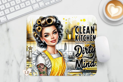 Clean Kitchen Dirty Mind Mouse Pad Sublimation Design Sublimation BijouBay 