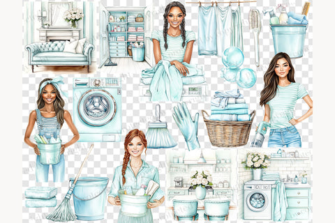 Cleaning Clipart | Spring Cleaning PNG | House Clean PNG Digital Pattern GlamArtZhanna 