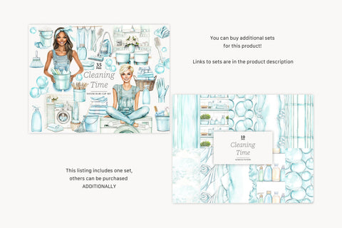 Cleaning Clipart | Spring Cleaning PNG | House Clean PNG Digital Pattern GlamArtZhanna 