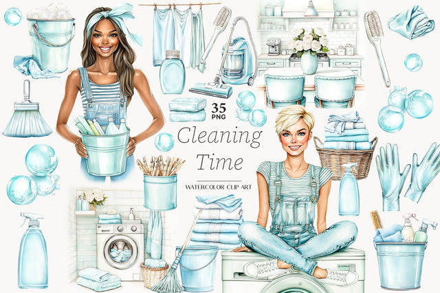 Cleaning Clipart | Spring Cleaning PNG | House Clean PNG Digital Pattern GlamArtZhanna 