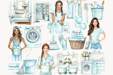 Cleaning Clipart | Spring Cleaning PNG | House Clean PNG Digital Pattern GlamArtZhanna 