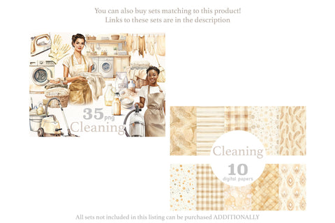 Cleaning Digital Paper | Spring Pattern Bundle Digital Pattern GlamArtZhanna 