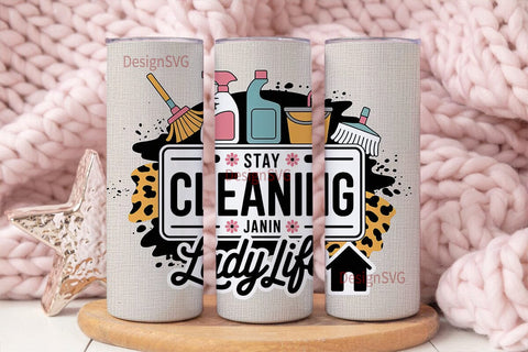 Cleaning Lady Life 20oz Tumbler Wrap Sublimation DesignSVG 