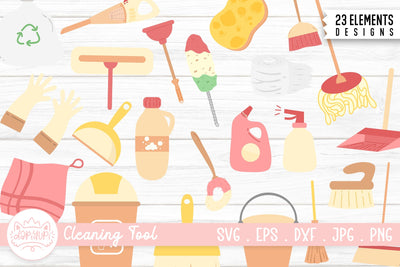 Cleaning Tool Clipart Illustration Bundle SVG dapiyupi store 