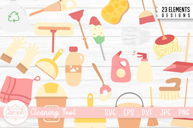 Cleaning Tool Clipart Illustration Bundle SVG dapiyupi store 