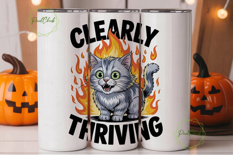 Clearly Thriving Cat 20oz Tumbler Wrap Sublimation PixelChick 