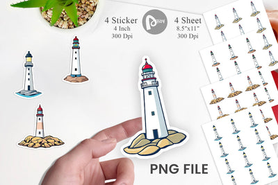Cliff Lighthouse Sticker Sublimation artnoy 