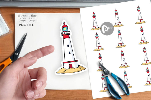 Cliff Lighthouse Sticker Sublimation artnoy 