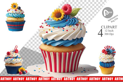 Clipart 3D Colorful Cupcake Sublimation artnoy 