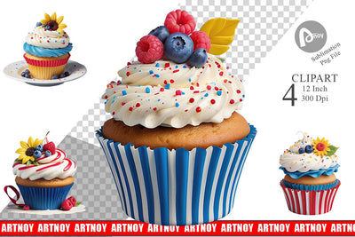 Clipart 3D Colorful Cupcake Sublimation artnoy 