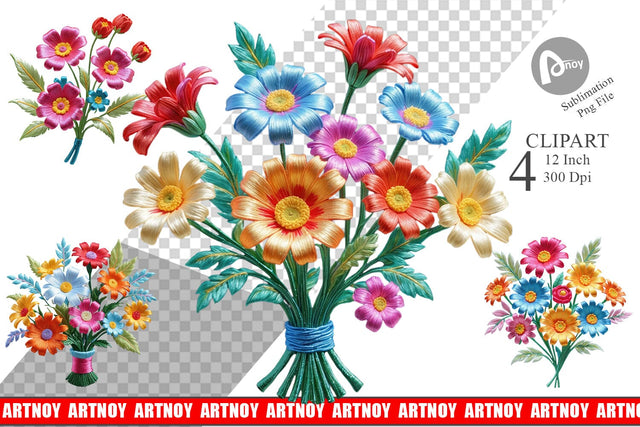 Clipart 3D Flower Bouquet Sublimation artnoy 