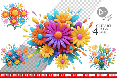 Clipart 3D Flower Explosion Sublimation artnoy 