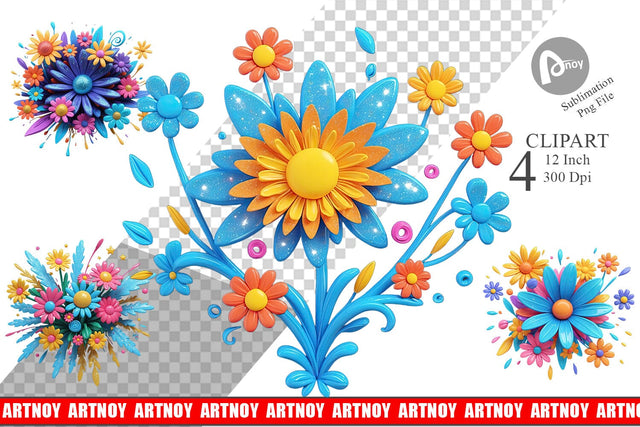 Clipart 3D Flower Explosion Sublimation artnoy 