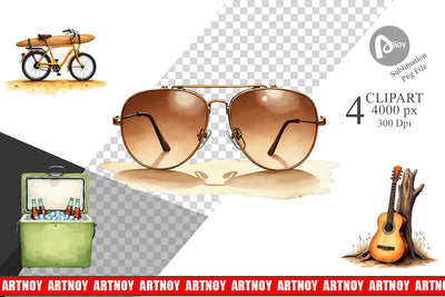 Clipart 70s Endless Summer Watercolor Sublimation artnoy 