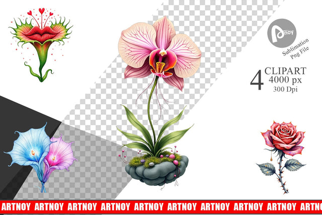 Clipart Alien Botany Cosmic Love Flora Sublimation artnoy 