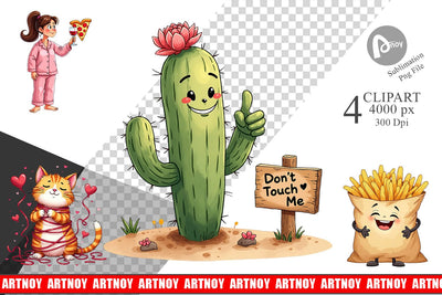 Clipart Anti-Valentine's Sassy Singles Watercolor Sublimation artnoy 