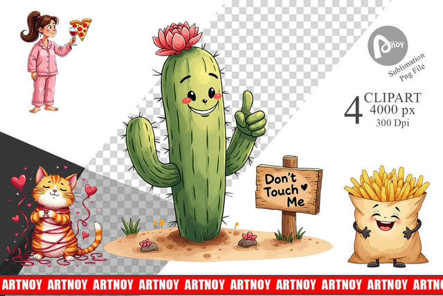 Clipart Anti-Valentine's Sassy Singles Watercolor Sublimation artnoy 