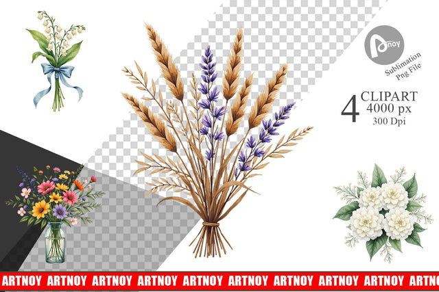 Clipart Antique Botanical Wedding Bouquets Sublimation artnoy 