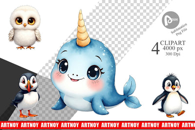 Clipart Arctic Cuties Watercolor Sublimation artnoy 
