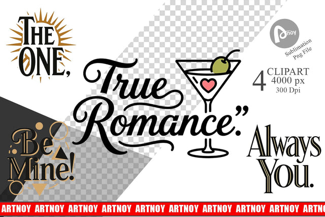 Clipart Art Deco Valentine Elegant Quotes Sublimation artnoy 