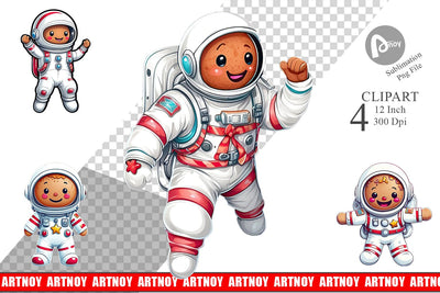 Clipart Astronaut Gingerbread Sublimation artnoy 
