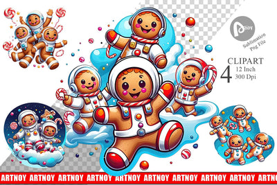 Clipart Astronaut Gingerbread Sublimation artnoy 