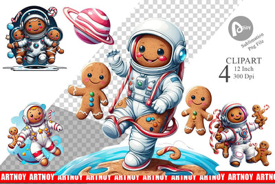 Clipart Astronaut Gingerbread Sublimation artnoy 