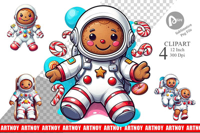 Clipart Astronaut Gingerbread Sublimation artnoy 