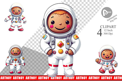 Clipart Astronaut Gingerbread Sublimation artnoy 