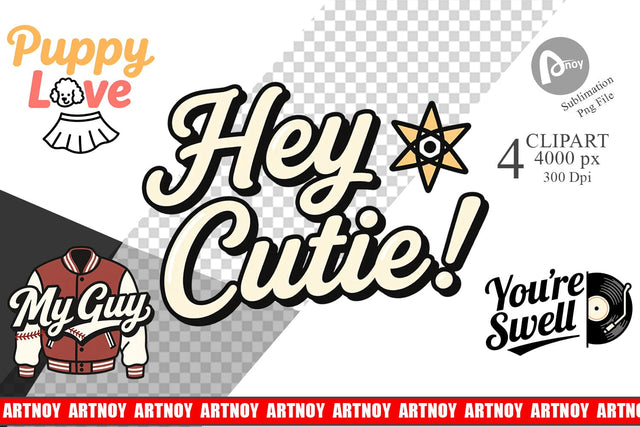 Clipart Atomic Love 50s Valentine Quotes Sublimation artnoy 