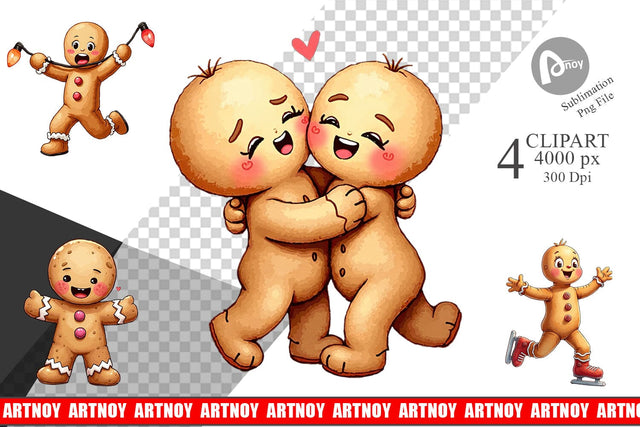 Clipart Awkward Holiday Moments Gingerbread Sublimation artnoy 