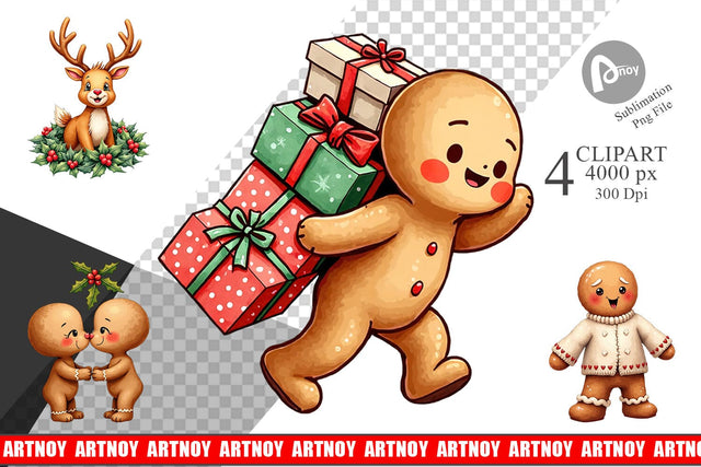 Clipart Awkward Holiday Moments Gingerbread Sublimation artnoy 