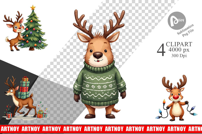 Clipart Awkward Reindeer Academy Sublimation artnoy 