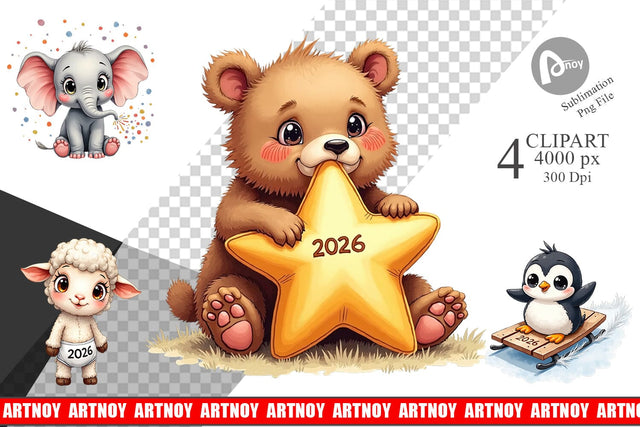 Clipart Baby's First New Year 2026 Sublimation artnoy 