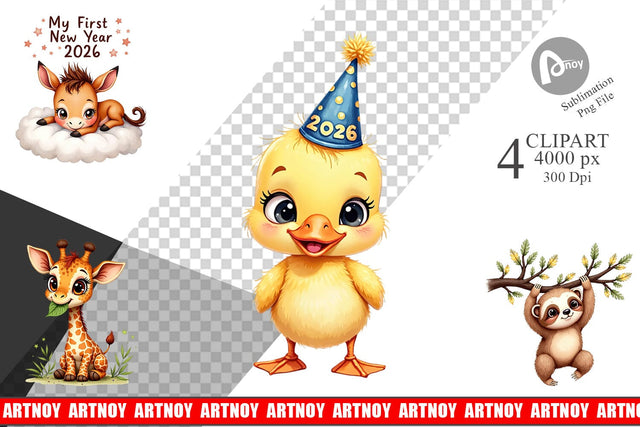 Clipart Baby's First New Year 2026 Sublimation artnoy 