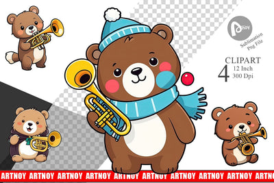 Clipart Bear New Year Sublimation artnoy 