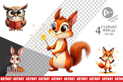 Clipart Big-Eyed New Year's Animal Party 2026 Sublimation artnoy 