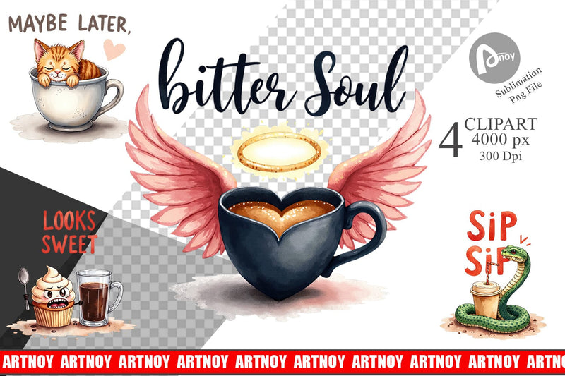 Clipart Bitter Coffee Goth Sarcastic Quotes Sublimation artnoy 