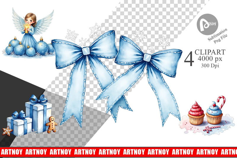 Clipart Blue Christmas Sublimation artnoy 