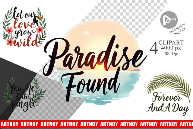 Clipart Boho Jungle Love Tropical Valentine Quotes Sublimation artnoy 