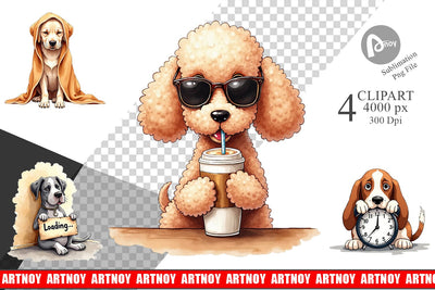 Clipart Caffeine & Chaos Morning Mood Sarcastic Dogs Sublimation artnoy 