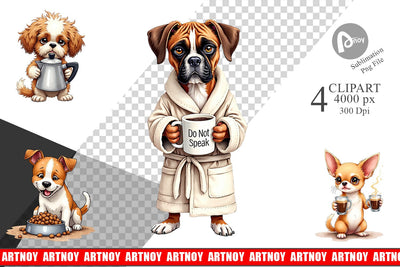 Clipart Caffeine & Chaos Morning Mood Sarcastic Dogs Sublimation artnoy 