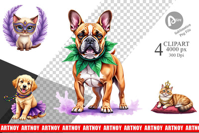 Clipart Carnival Jungle Watercolor Safari Mardi Gras Sublimation artnoy 