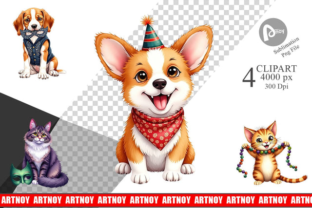 Clipart Carnival Jungle Watercolor Safari Mardi Gras Sublimation artnoy 