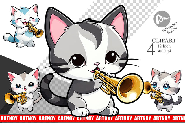 Clipart Cat New Year Sublimation artnoy 