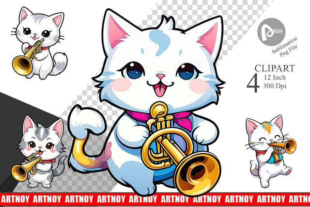 Clipart Cat New Year Sublimation artnoy 