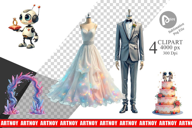 Clipart Celestial Union Sci-Fi Wedding Sublimation artnoy 