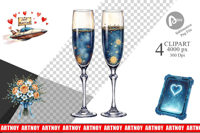 Clipart Celestial Union Sci-Fi Wedding Sublimation artnoy 