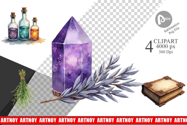 Clipart Celestial Witchy Apothecary Sublimation artnoy 